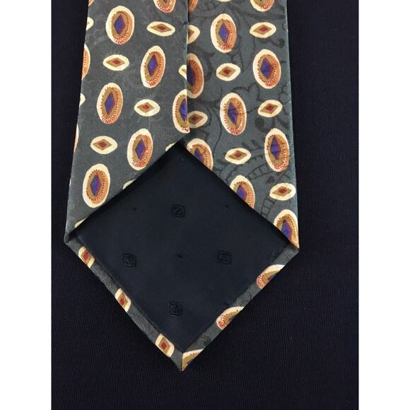 Ermenegildo Zegna silk olive geometric 55.25" x 3.75" designer tie ties necktie - Picture 5 of 10